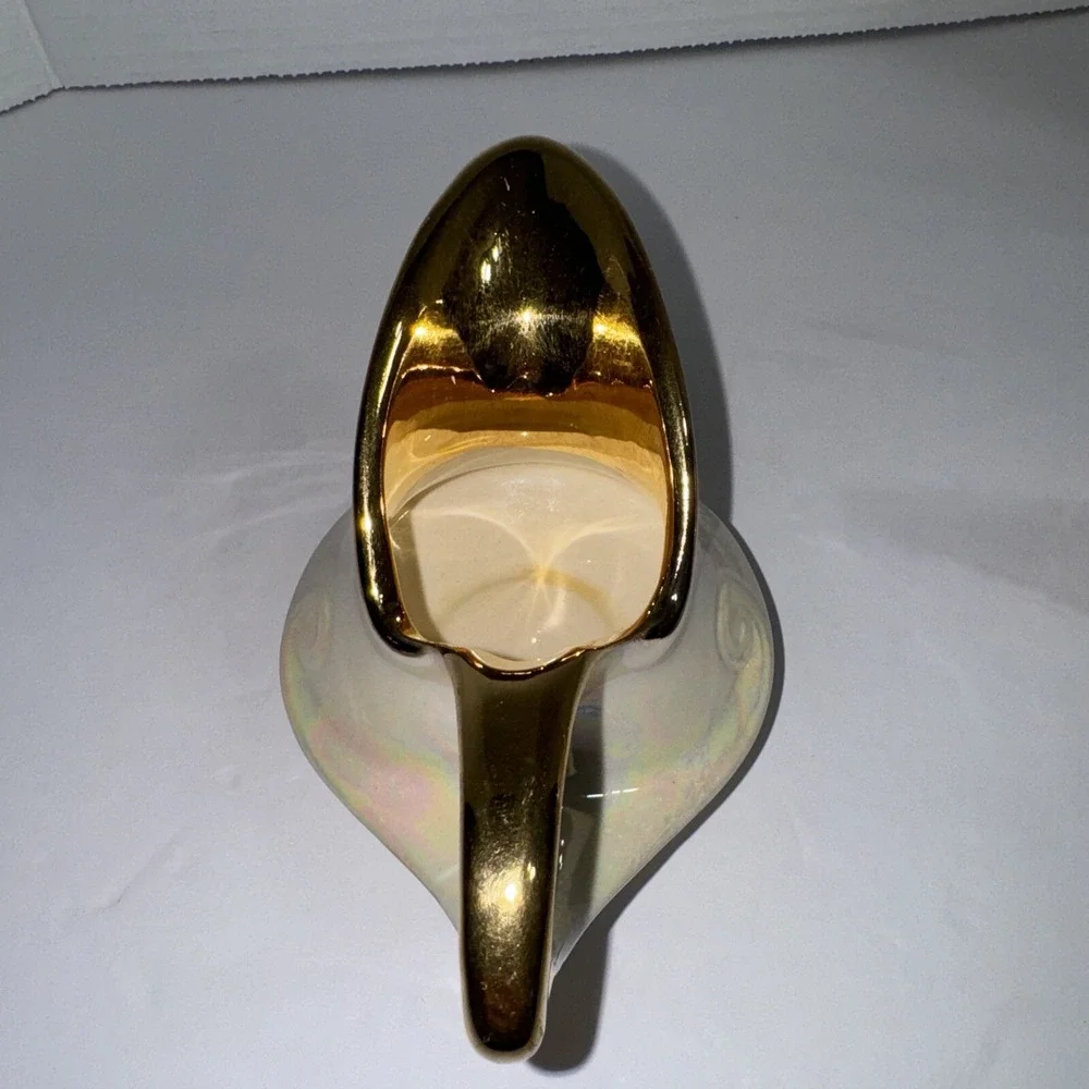 Vtg 22 Karat Gold‎ Leaf Creamer & Open Sugar Pearl China Co 1950's Lusterware